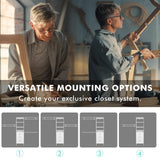 PatioPerk Closet System with Drawers, 8FT Walk in Closets Organizer with 3 Shelving Towers, 96" Wooden Storage Systems with Hanging Pods, Built-in Garment Rack for Bedroom PatioPerk