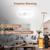 VOLISUN Low Profile Ceiling Fans with Lights and Remote,15.7in Modern Ceiling Fan Flush Mount, 3000K-6500K Dimmable Bladeless LED Fan Light,White Fandelier Ceiling Fans with Lights for Bedroom VOLISUN