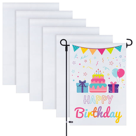 KUUQA 6Pcs Blank Garden Flags, 11.6Inch x 17.5Inch Double Sided Garden Flags White Outdoor Yard Flags for Patio Garden Yard Outdoor Home Decorations KUUQA