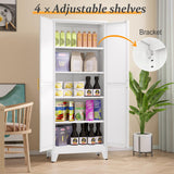 RISTERN White Pantry Storage Cabinet,71" Kitchen Pantry with Doors and 4 Adjustable Shelves, Metal Storage Cabinet, for Office, Home, Garage, School RISTERN