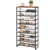 HOOBRO Shoe Rack, 10-Tier Shoe Storage Organizer, Large Capacity Shoe Shelf for Front Door Entrance, Entryway, Hallway, Holds 36-40 Pairs of Shoes, Closet, Rustic Brown and Black BF107XJ01 HOOBRO