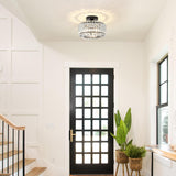 eyassi Crystal Semi Flush Mount Ceiling Light, Black Kitchen Lighting Fixtures Ceiling, Modern Bedroom Chandelier Living Room Light Fixtures Ceiling Mount, Bathroom Ceiling Light for Entryway Hallway eyassi