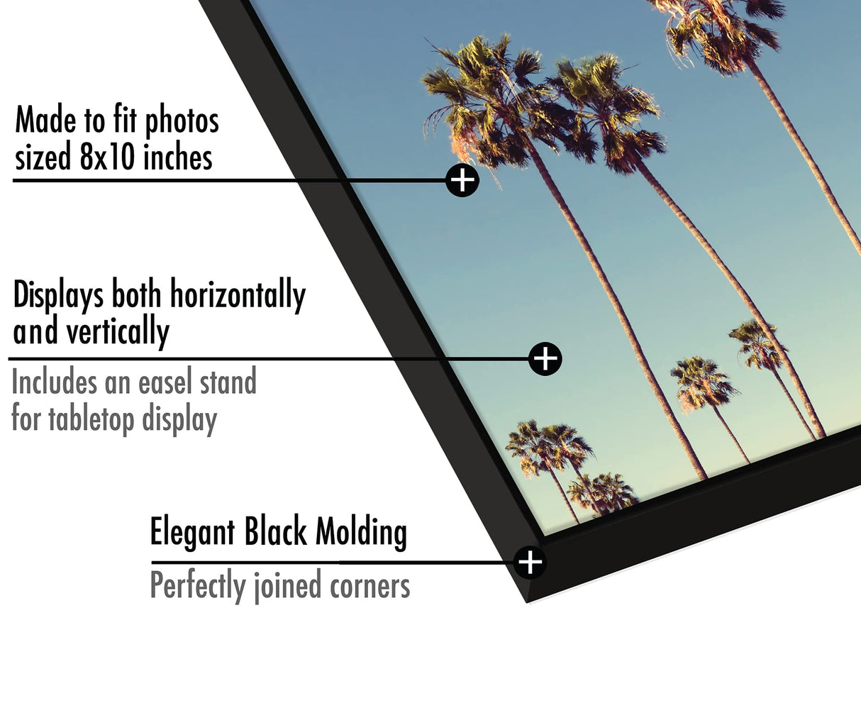 Americanflat Front Loading 8x10 Picture Frames in Black - Set of 6 - Thin Photo Frames with Shatter-Resistant Glass and Pop-In Easel Stand for Horizontal and Vertical Display Americanflat