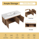 Malwee 48 Inch Floating Bathroom Vanity with Sink, 48'' Single Sink Wall Mounted Bathroom Vanity, with 2 Doors and White Resin Basin Sink Top (035-48) Malwee