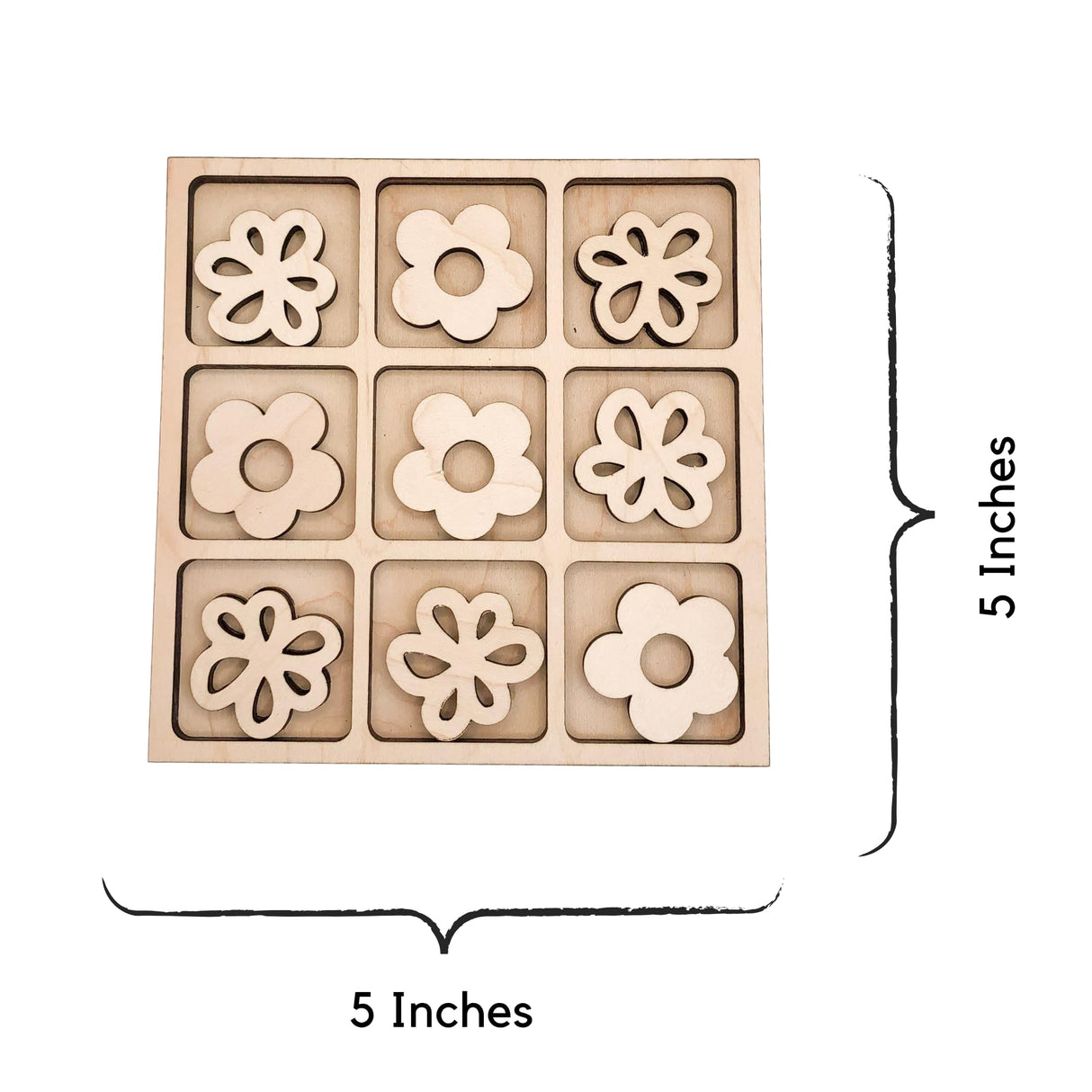 Nature Themed Tic Tac Toe Board Game, 5x5 inches Unfinished Wood DIY Painting Craft Kit for Kids with Wooden AVTRBoutique (Flowers) AVTRBoutique