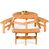 Best Choice Products 6-Person Circular Outdoor Wooden Picnic Table for Patio, Backyard, Garden, DIY w/ 3 Built-in Benches, 500lb Capacity - Natural Best Choice Products