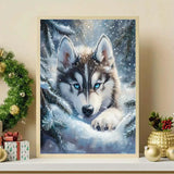 5D Diamond Painting Kits for Adults Beginner,Animal Wolf Round Full Drill Diamond Art Kits,DIY Winter Diamond Painting Kits with Crafts for Adults Home Wall Decoration 12 X 16inch GEMFAMILY
