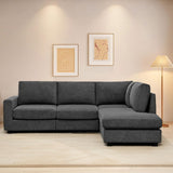 Elevyoliv 100" L Shaped Sectional Couch with Chaise, Modern 4-Seater Sectional Couches for Living Room, Comfy Chenille Corner Sofa for Apartment, Dark Grey Elevyoliv