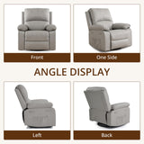 zzlay 360° Swivel Rocking Leather Recliner Chair for Adults, Overstuffed Manual Recliner with Spring Cushion, Glider Rocking Nursery Single Sofa with Side Pockets for Living Room, Beige zzlay