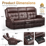 3-Seater Loveseat Recliner Sofa, Home Theater Seating Reclining Couch with Flip Middle Backrest, RV Wall Hugger Sleeper Sofa with Massage, Dawer & Cup Holders, 150° Recline for RV & Living Room TOMOSLTER