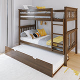 Max & Lily Bunk Bed, Twin-Over-Twin Bed Frame for Kids with Trundle, Walnut Max & Lily