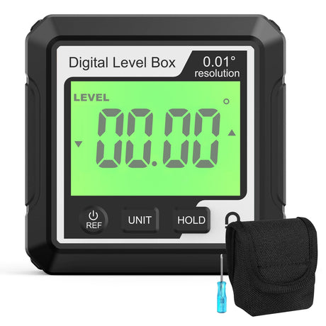 Abizarch Digital Angle Finder Magnetic Angle Gauge LCD Digital Level tool Protractor Inclinometer Level Box Backlit Portable Angle Measurement Tool Battery Operated for Carpentry Building Abizarch