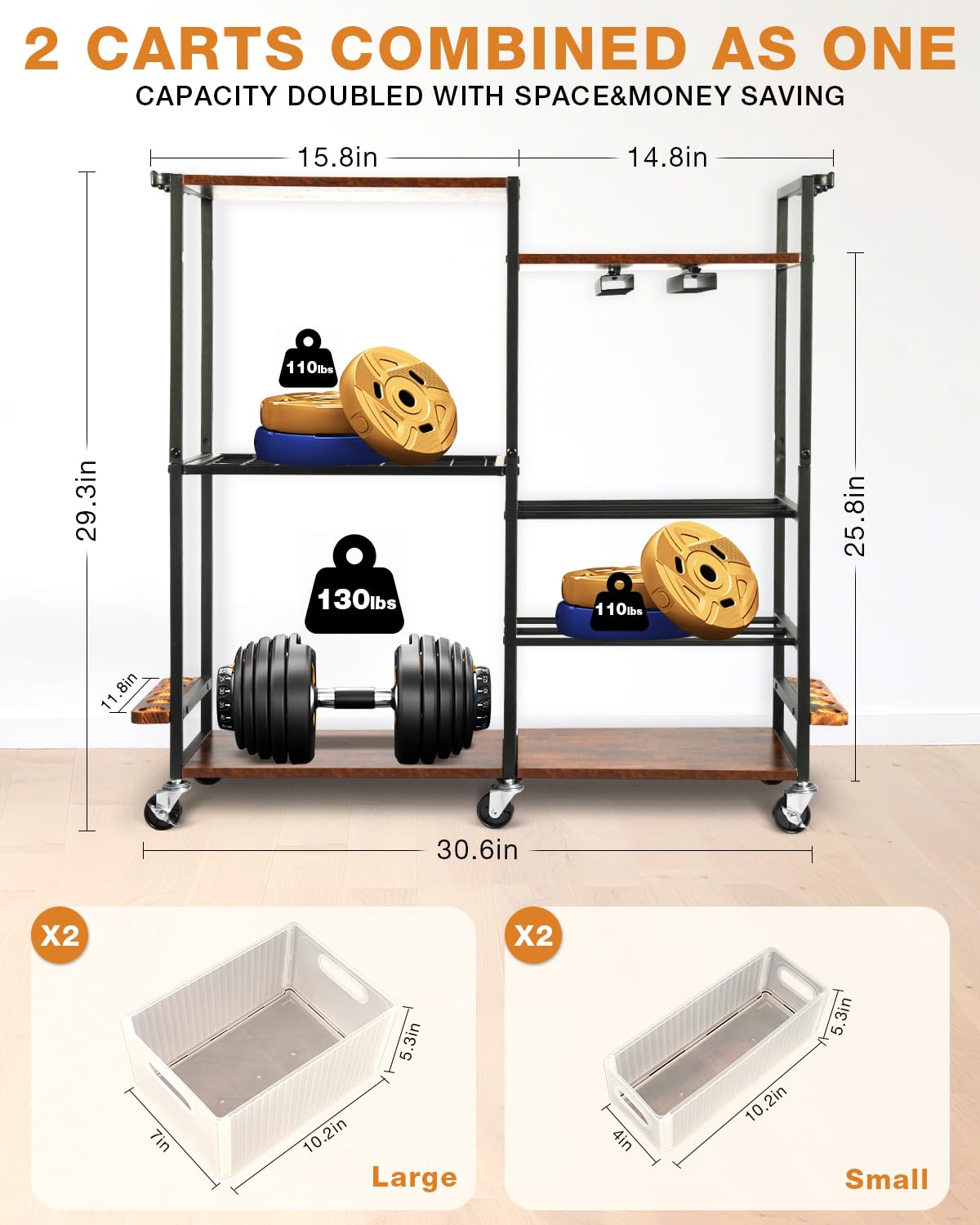 Ghosthorn Fishing Rod Holders for Garage Fishing Pole Rack Containers Included, up to 10 Rods Tackle Box Reel Storage Fishing Rod Rack Rotating Cart Fishing Gear Equipment Organizer Ghosthorn