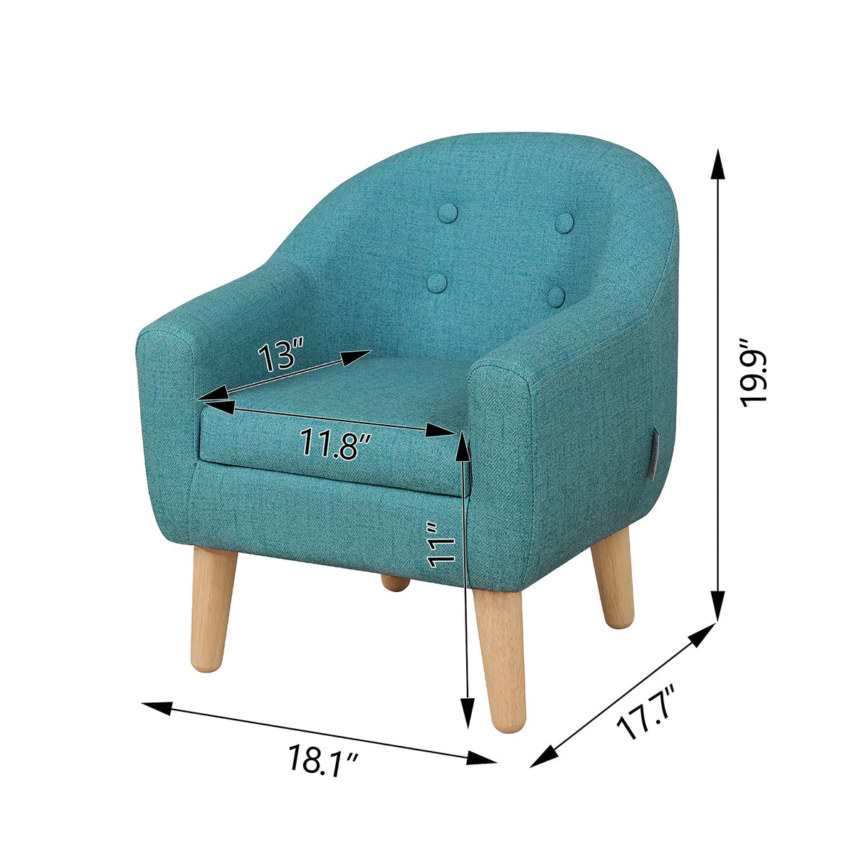 Single PVC Kids Sofa Chair, Toddler Sofa Couch with Wooden Legs, Children Armchair for Children Gift (Blue) Getifun