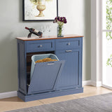 LOUVIXA Tilt Out Trash Can Cabinet with Double Hidden Trash Can Holder, Kitchen Free Standing Recycling Cabinet,Dog Proof Trash Can,Wood (Blue) LOUVIXA