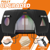 jumpfly Trampoline Round Tent(Tent ONLY) Fits 12FT Frame 8 Curved Poles with LED Lights Trampoline Accessories - Wear-Resistant - Black jumpfly