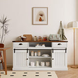 AntsandAnts Farmhouse TV Stand with Sliding Barn Doors & 2 Drawers - Entertainment Center for 65 inch TV, Rustic TV Console with Storage, Living Room TV Cabinet for 65" Television, White AntsandAnts