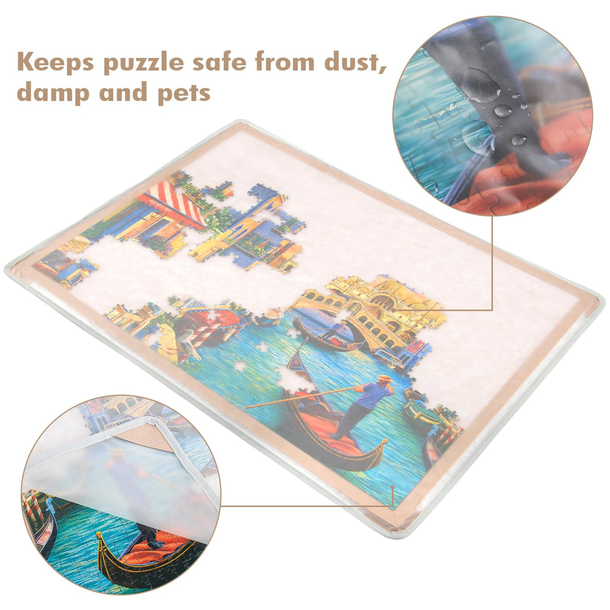 Jigsaw Puzzle Board with 4 Sorting Trays, 1000 Pieces Playing Surface with Protective Cover, 31.5" x 24" Felt Display Board Piecevana