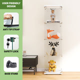 Beauty4U Glass Display Cabinet with 4 Shelves, Curio Cabinets for Living Room, Bedroom, Office, White Floor Standing Glass Bookshelf, Quick Installation Beauty4U