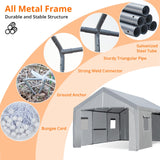 ACONEE Carport 13×20 FT Heavy Duty Car Canopy with Ventilated Windows, Removable Sidewalls & Zipper Doors, Portable Garage Boat Party Tent, Reinforced Triangular Beam, Waterproof Tarp for Car, Truck ACONEE