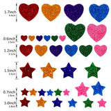 260 Pieces Colorful Glitter Foam Stickers Self Adhesive Stars Mini Heart Shapes Glitter Stickers, Kid's Arts Craft Supplies Greeting Cards Home Decoration Stars&Heart Shapes TTSAM