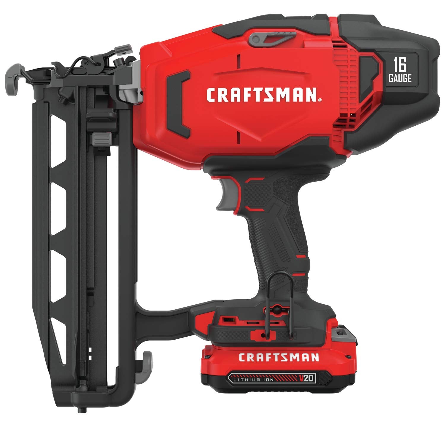 CRAFTSMAN V20 Cordless Finish Nailer Kit, Nail Gun, 16GA, 2-1/2 Nails, Battery and Charger Included (CMCN616C1) - WoodArtSupply