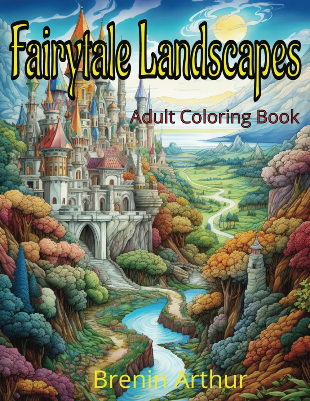 Fairytale Landscapes: Adult Coloring book: Fantasy Landscape scenes of fairy tale castles, ocean fairy homes. WoodArtSupply