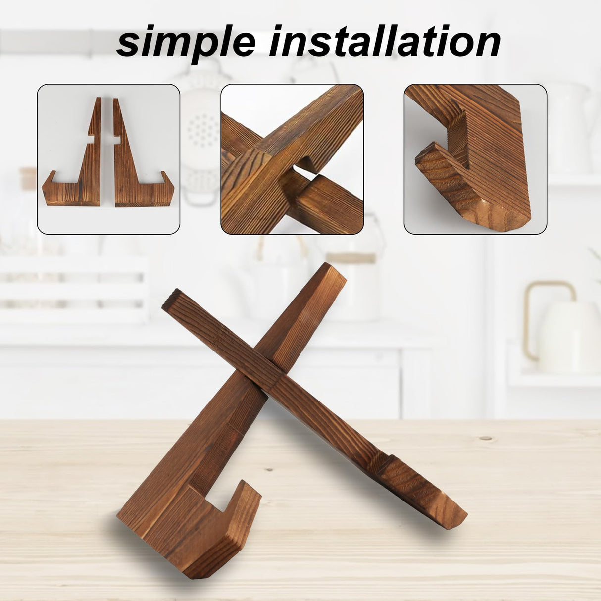 Cook Book Stand Cookbook Stand for Kitchen Counter, Cookbook Holder Stand, Wooden Bible Recipe Book Holder Stand for Kitchen, Wooden Cookbook Display Stand Holder for Kitchen Counter Tablet Zxglxinyao