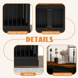 71 inches Extra Large Dog Crate Furniture Indoor Wooden Dog Kennel Furniture Heavy Duty Dog Crates TV Stand with Removable Divider for 2 Large Medium Small Dogs Black NEBZHASK