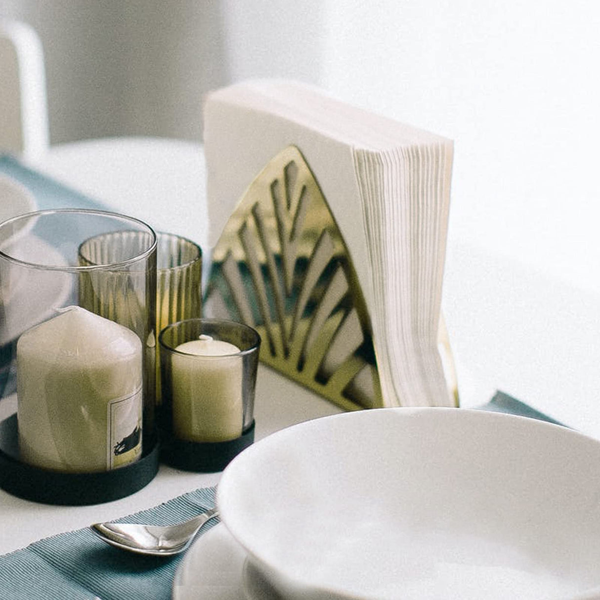 200 Count Napkins 2 Ply Plain White Beverage Napkins Disposable Four Fold Cocktails Paper Napkins 4.9" X 4.9" folded for Party and Every Day Use RosyDecor