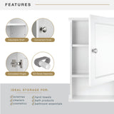 MCS 23x16 White Medicine Cabinet Organizer, Wall Mounted Bathroom Cabinet for Over-The-Toilet Storage, Bathroom Furniture & Restroom Organizer MCS