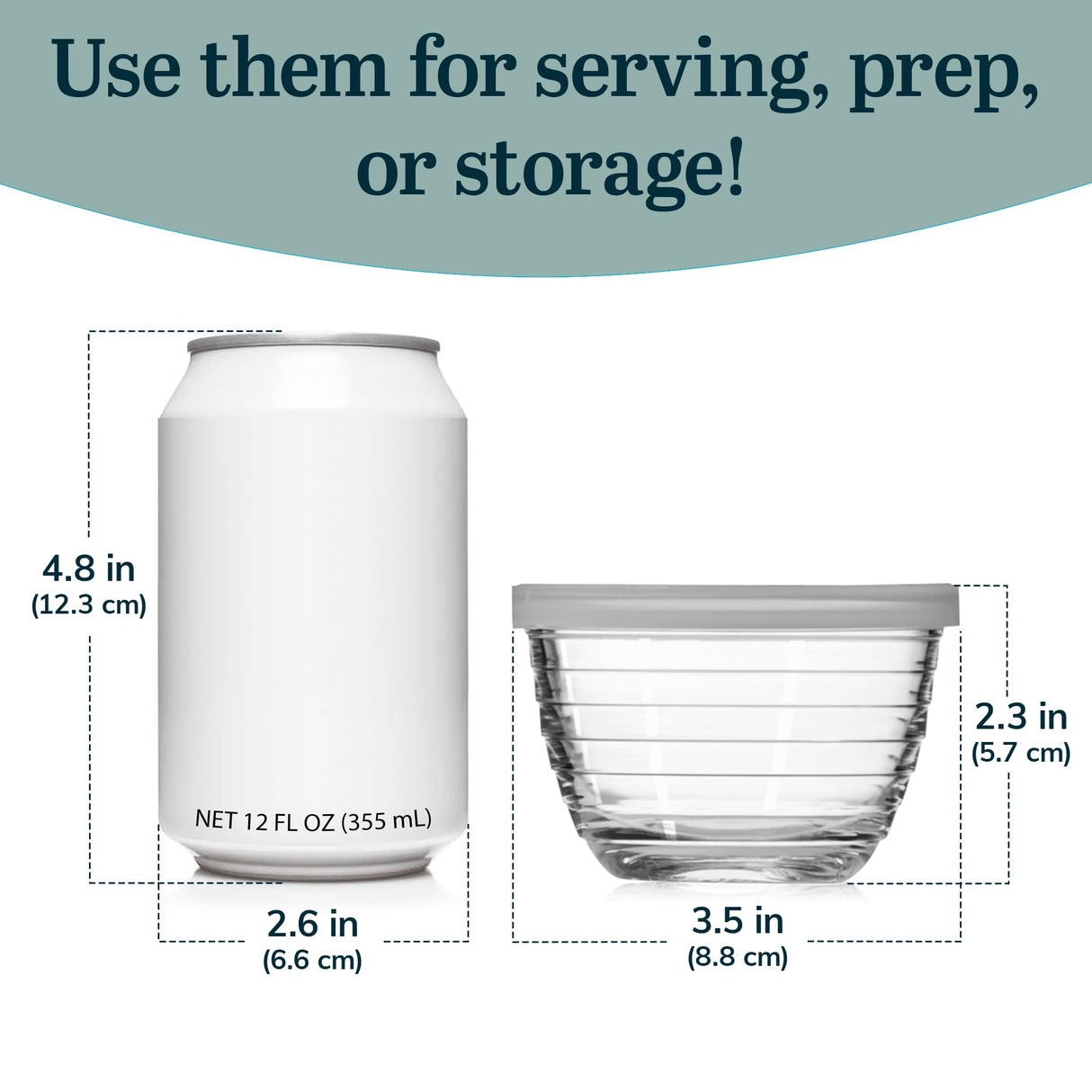 Libbey Small Glass Prep Bowl 8 Count (Pack of 1), Glass Containers with Lids Keep Leftovers Fresh, Durable Dishwasher Safe Glass Meal Prep Bowls, Glass Bowls Set for Meal Prepping, Snacks Libbey