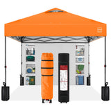Best Choice Products 10x10ft Easy Pop Up Canopy w/Side Wall, 10 Pockets, Portable Carrying Case, 1-Button Setup, 4 Weight Bags - Orange Best Choice Products