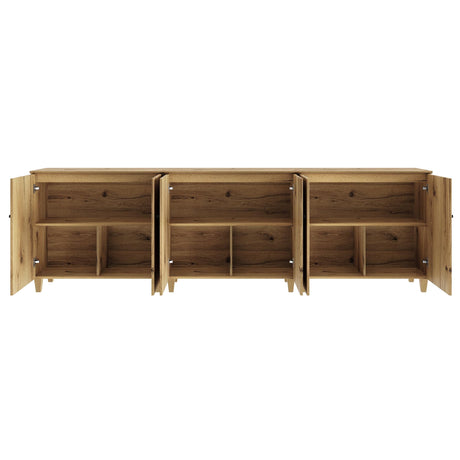 WAMPAT TV Stand Cabinets for 85+ Inches TVs, 3-in-1 Wood Entertainment Center with Doors and 9 Compartments, 106" Modern Media Console Table with Storage for Living Room Bedroom, Oak Brown WAMPAT