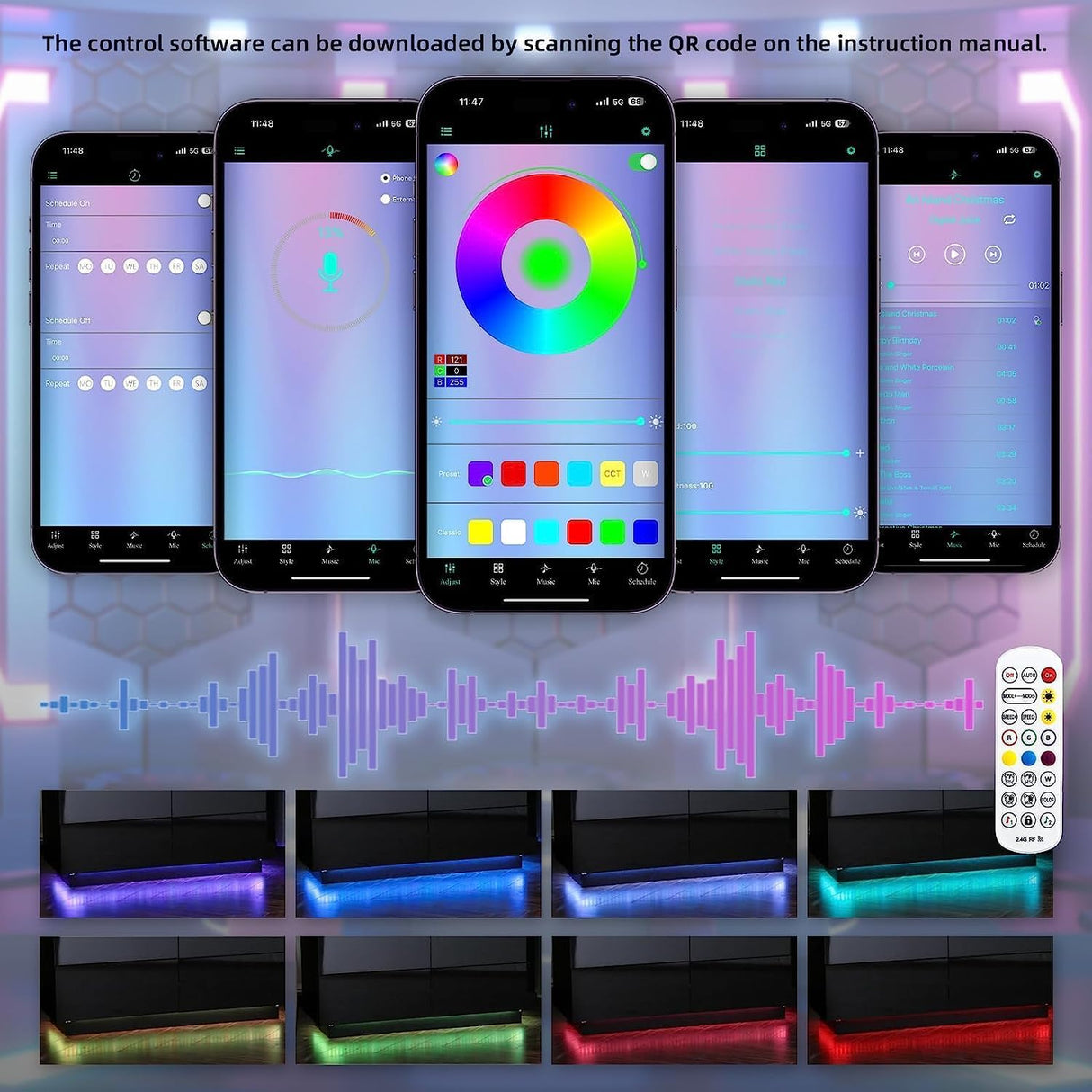 UEV LED 6 Drawer Dresser,White Dresser for Bedroom with Light,Chest of Drawers with High Glossy finsh for Bedroom,Living Room,Entryway(Black) UEV