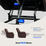 FLEXISPOT XL51 Dual OKIN Motor Power Lift Recliner Chair for Elderly, Lay Flat Sleeper Recliner with Massage & Heat, USB Ports, Faux Leather Reclining Sofa for Living Room Bedroom(Extra Large, Brown) FLEXISPOT