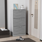 Homsee 3-Drawer Shoe Storage Cabinet with Louver Doors, 3-Tier Wood Shoe Rack Storage Organizer for Entryway, Grey (22.4”L x 9.4”W x 42.3”H) Homsee