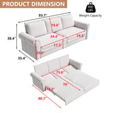 Tmsan 93.7" King Pull Out Sofa Bed, 3 in 1 Convertible Sleeper Sofa, 3 Seat Couch with Nailhead Trim & Rolled Arm for Living Room, Apartment, Office, Beige Velvet Tmsan