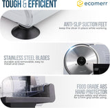 Meat Slicer, 200W Powerful Electric Food Slicer-Deli Meat Slicer Machine for Home Use for, Cheese, Bread, Vegetables-2 Round 7.5" Stainless Steel Blade, Child Lock Protection & Adjustable Thickness Ecomerr