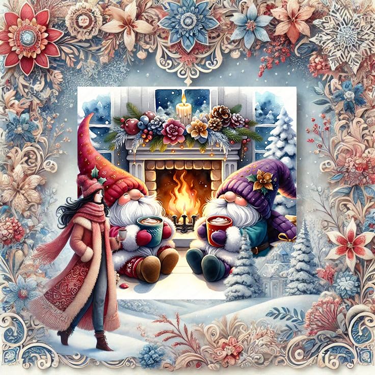 Christmas Gnome Diamond Painting Kits for Adults - 5D Gnome Diamond Art Kits for Beginners, DIY Christmas Diamond Painting Art Crafts, are Great for Decorating Home Walls and Holiday Gifts 14X14Inch Xylogist