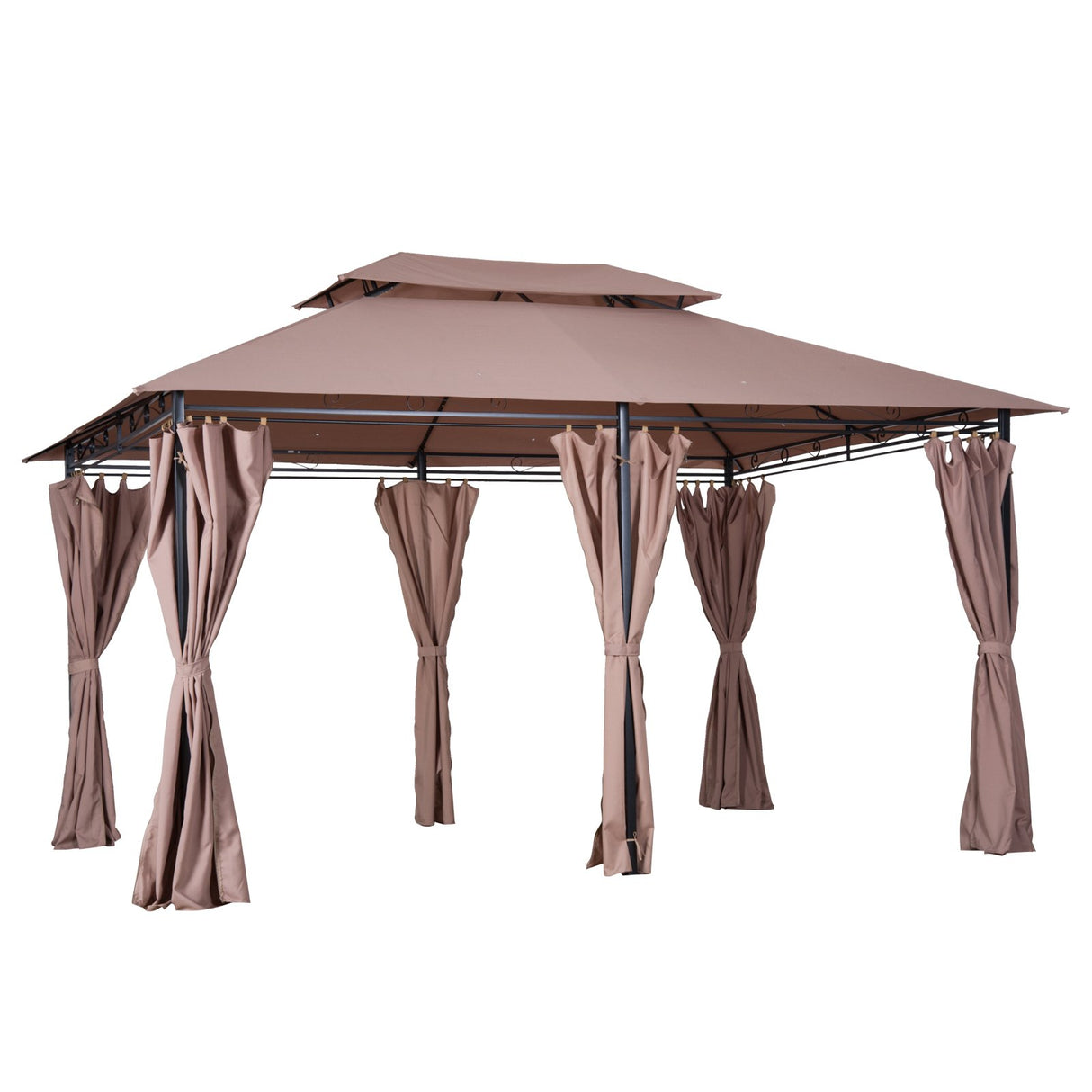 Outsunny 10' x 13' Patio Gazebo, Outdoor Gazebo Canopy Shelter with Curtains, Vented Roof, Steel Frame for Garden, Lawn, Backyard and Deck, Khaki Outsunny