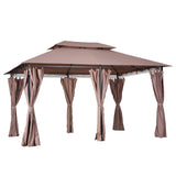 Outsunny 10' x 13' Patio Gazebo, Outdoor Gazebo Canopy Shelter with Curtains, Vented Roof, Steel Frame for Garden, Lawn, Backyard and Deck, Khaki Outsunny