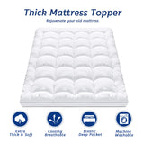 King Size Mattress Topper for Back Pain, Cooling Extra Thick Mattress Pad Cover with 8-21 inch Deep Pocket, Plush Pillow Top Mattress Topper Overfilled with Down Alternative, King Size, White MATBEBY