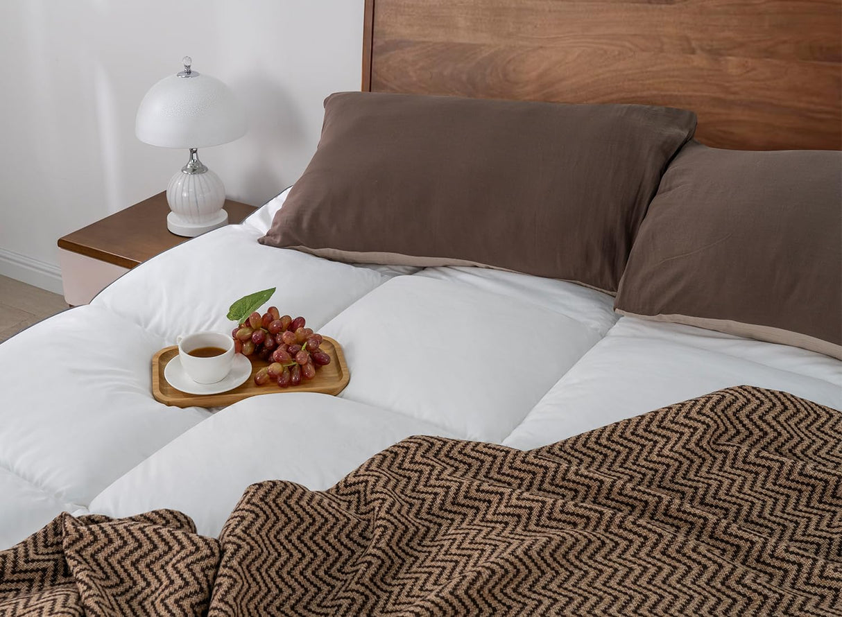 QUEEN ROSE Full Size Mattress Topper, Extra Soft Pillow Top Mattress Topper Full, Cooling Thick Plush Bed Topper Cloud-Like Down Alternative, Baffle Box White, for Back Pain Relief QUEEN ROSE