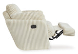 Signature Design by Ashley Tie-Breaker Cozy Contemporary Manual Press-Back Swivel Glider Rocker Recliner with 2 Bolster Pillows and Hidden Storage, White Signature Design by Ashley