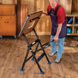 Rock-Steady Folding Steel Stand - Space-Saving Portable Work Stand w/Locking pins - 200 Pounds Capacity Woodworking Table Stand - Ideal Folding Work Stand for Router Tables and T-Track Tables ROCKLER