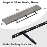 Fun Memories 48 Inch Fireplace Mantel Shelf, Wood Floating Shelves Wall Mounted, Wall Shelves with Invisible Bracket for Living Room Bathroom Bedroom Kitchen, Set of 1 (Grey, 48"x 8") Fun Memories