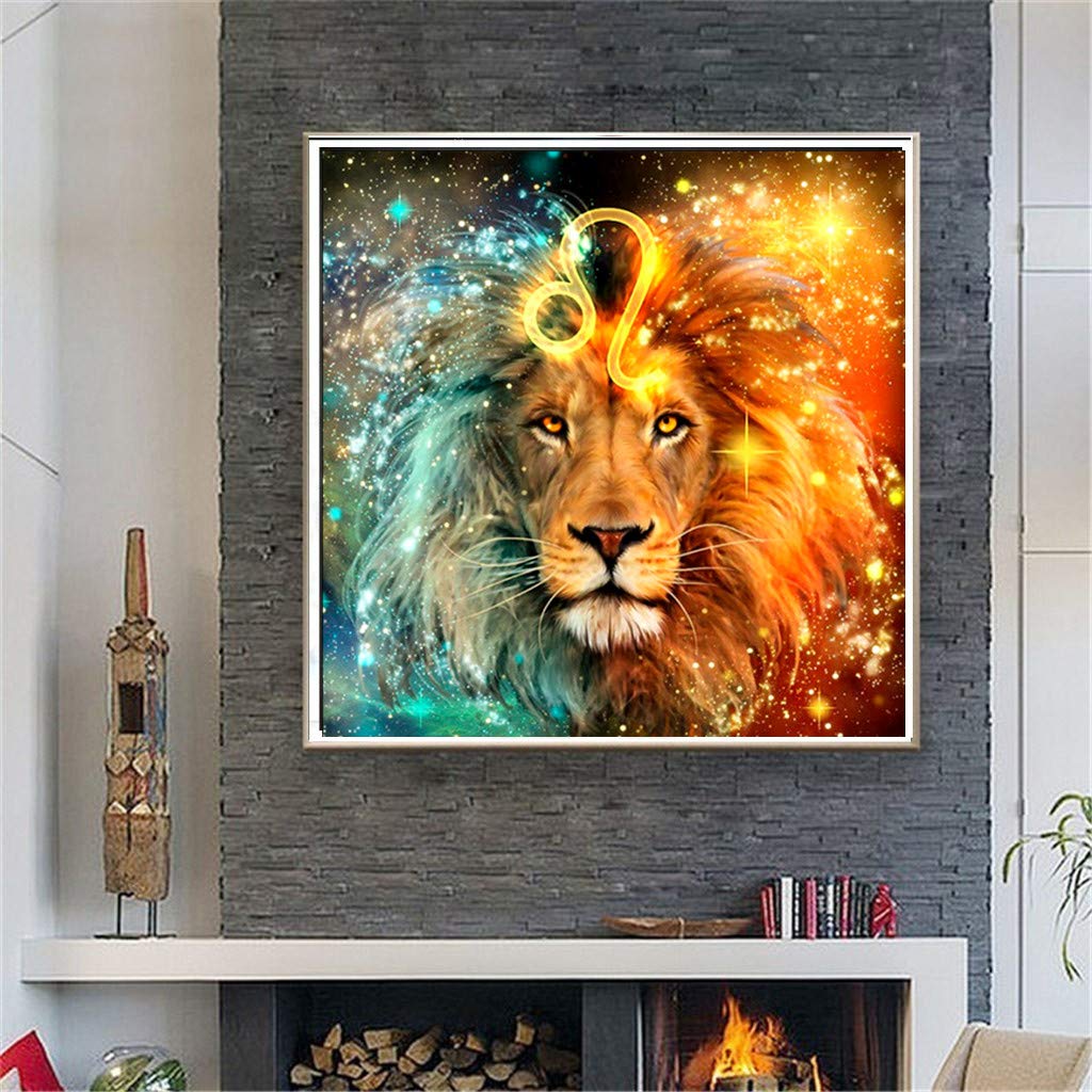 Better Selection 5D DIY Full Drill Constellation Diamond Art Aquarius Cross Stitch Zodiac Signs Embroidery Mosaic Kit Home Decor Wall Art Gifts Leo 11.8x11.8 30x30 cm Better Selection
