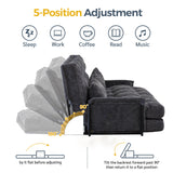 MAXYOYO Adjustable Floor Sofa Couch with 2 Pillows, Multi-Functional Bean Bag Bed, 5-Position Foldable Lazy Sofa Sleeper Bed with Armrest, Versatile Floor Seating for Reading, Dark Grey, Double MAXYOYO