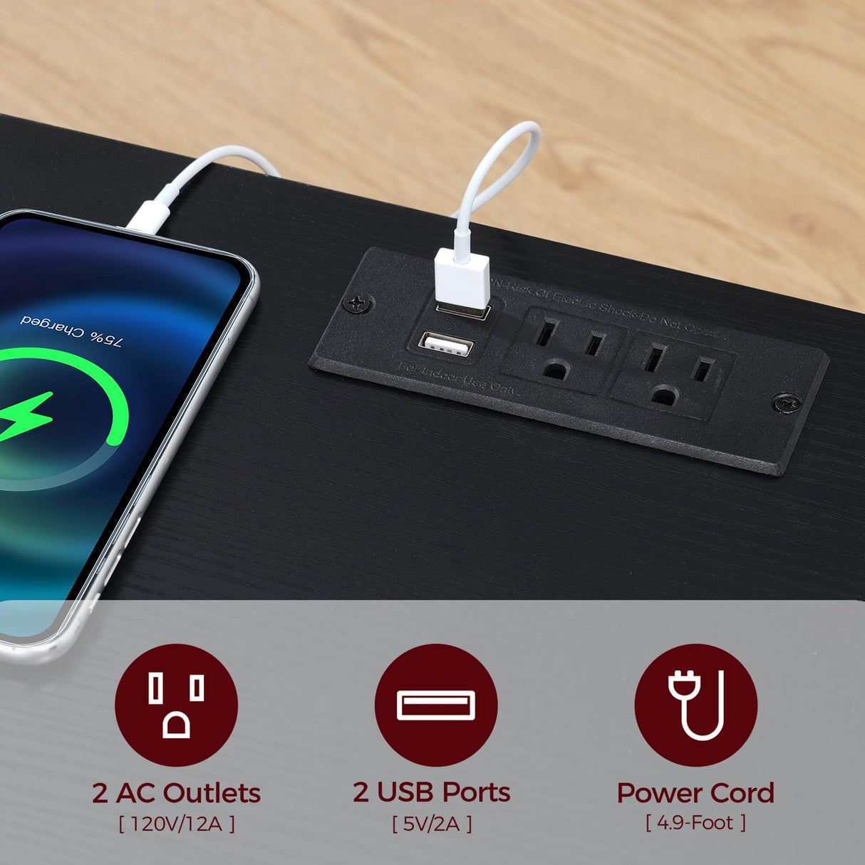 MAHANCRIS Floating TV Stand with Power Outlet, Wall-Mounted Entertainment Console Center with Storage, Floating TV Shelf for Under TV Storage, for Living Room, Bedroom, Black TVHB101E01 MAHANCRIS